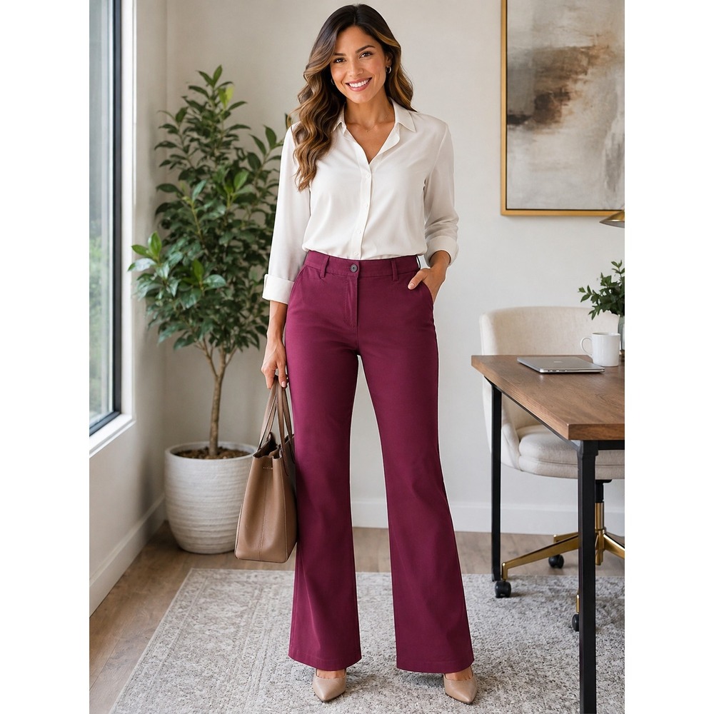 LOFT Womens 12T Burgandy Skinny Pants Stretch Cotton Blend Work Career Casual